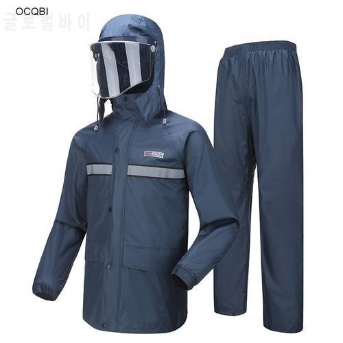 Rainwear Reflective Men Rain Pants Raincoat Thickened Waterproof Motorcycle Hiking Rainwear Adult Rain Poncho