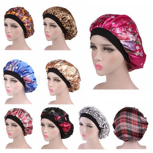 Hair Satin Bonnet For Sleeping Shower Cap Silk Bonnet Bonnet Femme Women Night Sleep Cap Head Cover Wide Elastic Band