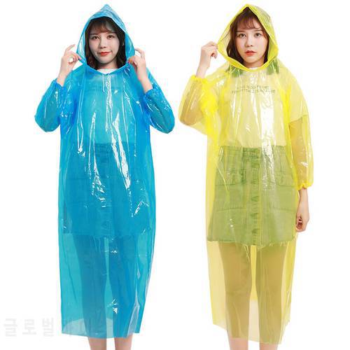 1 pcs Fashion Ms. Men&39s Raincoat Thicken Waterproof Adult Transparent Camping Hooded Outdoor Portable Disposable Poncho