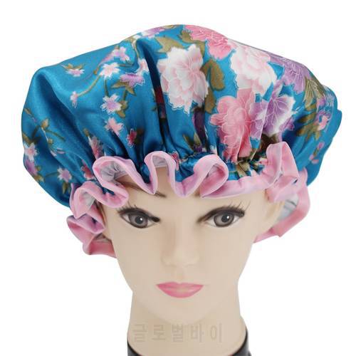 High Quality Polyester Satin Double Layers Shower Caps for women Resuable 26 Items Avaiable