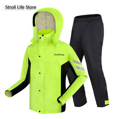 Adult Men Rain Coat Pants Suit Motorcycle Raincoat Women Riding Green Waterproof Jacket Raincoats Mens Sports Suits Rainwear