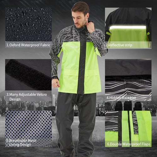 QIAN Raincoat Suit Impermeable Women/Men Hooded Motorcycle Poncho Rain Coat Motorcycle Rainwear S-4XL Hiking Fishing Rain Gear