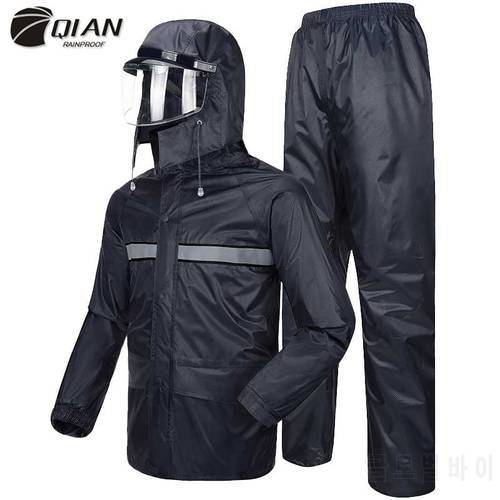QIAN Cycling Raincoats Motorcycle Women/Men Suit Rain Coat Pants Police Poncho Waterproof Rain Jacket Men Protective Rain Gear