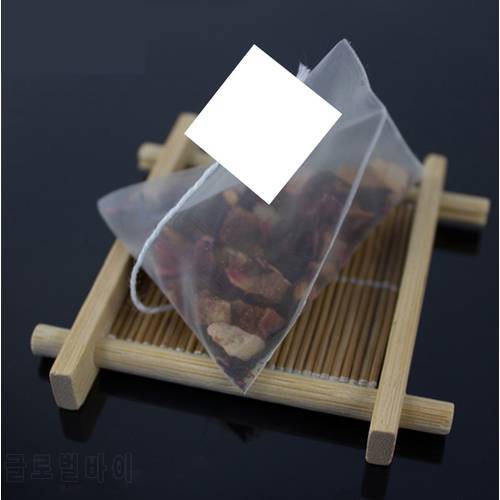 2000pcs/lot 5.8*7cm Pyramid Tea Bag Filters Nylon Transparent Empty TeaBag Single String With Label 6.5*8cm