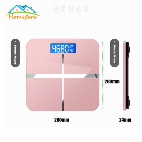 Bathroom Floor Body Scale Glass Smart Household Electronic Digital LCD Display USB Charging Model
