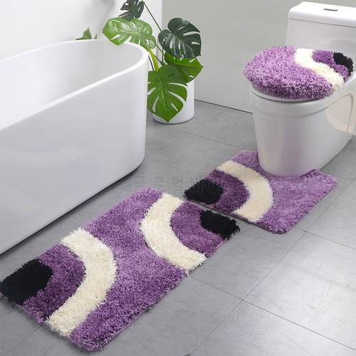 Geometric Style Bathroom Mat Rectangular Bathroom Carpet Three-piece Toilet Mat Set Water Absorption Bath Mat tapis de bain
