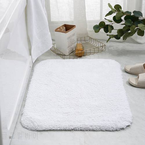 White Bathroom Carpet Hotel Home Bath Mat White Fluffy Bathroom Floor Mat Bathtub Side Towel Absorbent Toilet Rugs Non-slip