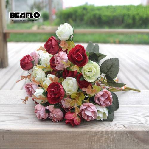 21 heads/bouquet silk flowers Artificial rose flower DIY romantic floral for Wedding Party Home Decoration 6 colors