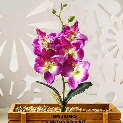 Real Touch Mini Small Orchid Artificial Flower Branch Fake Potted Plants Wedding Props Party Home Christmas Decor Table Display