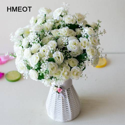 15 Heads Mini Roses Bouquet Artificial Flower Wedding Scene Layout Fake Floral Living Room Desk Christmas Home Decor Accessories