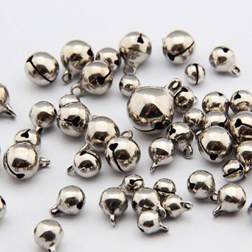 50pcs/lot 6/8/10mm Small Jingle Bells Coppe New Year Festival Jewelry Pendant Metal Fit Christmas Decor 3Sizes