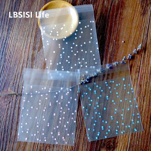 LBSISI Life 100pcs Frosted Dot Candy Cookie Bags Soap Biscuit Packaging Bags Self Adhesive Bags Christmas Birthday Party Favor