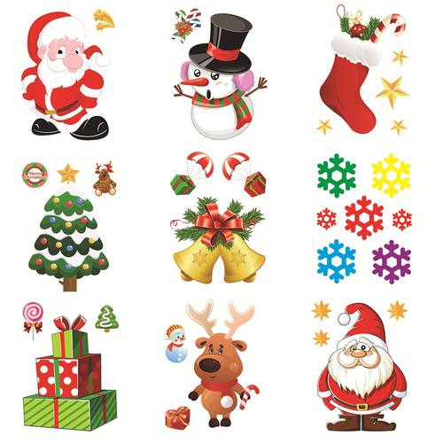 Christmas Removable Window Glass Sticker Christmas Decorations for Home Santa Snowman Navidad 2021 Natal Noel New Year 2022 Gift