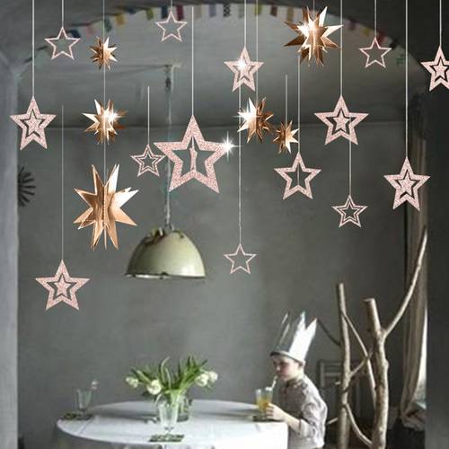 7pcs/lot Twinkle Star Paper Pendant Garland Ornaments Christmas Decorations for Home New Year 2022 natal Noel Decor Navidad 2023