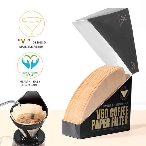 ICafilasV Shape Coffee Filter Paper Cone For V60 Dripper Coffee Filters Cups Espresso Coffee Drip Tools Paper Filters