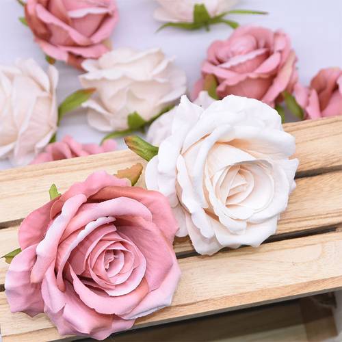 10pcs 10cm Big Head Silk Rose Flower Decorative Blossom Wedding Home Decoration Accessories DIY Wreath Gift Scrapbooking Crafts