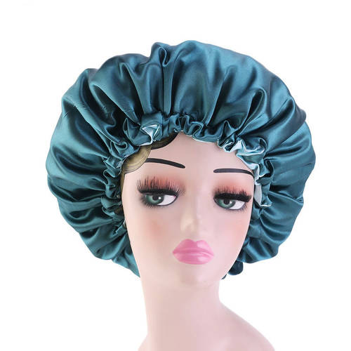 Hair Styling Sleep Caps Fabric Hair Bonnet Satin Lined Sleep Cap Night Hat Adjust Shower Cap Silk Bonnets
