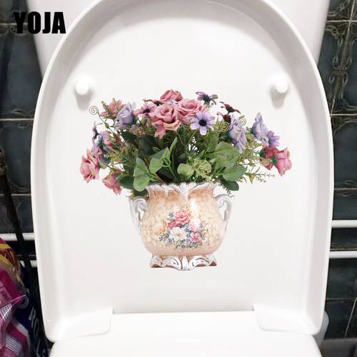 YOJA 23.6X20.2CM Delicate Vase Living Room Wall Sticker Decor Home WC Toilet Seat Decal T1-1959