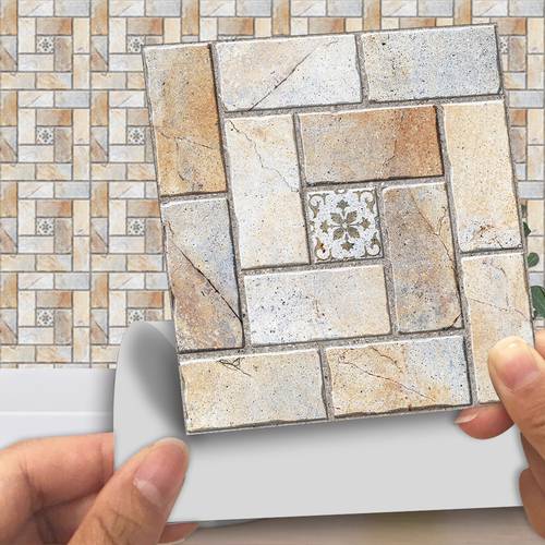 15pcs/set Brick Pattern Frosted Tiles Wall Sticker Bathroom Kitchen Tile Diagonal Wall Decals Waterproof Thicken Vinyl Art Mural