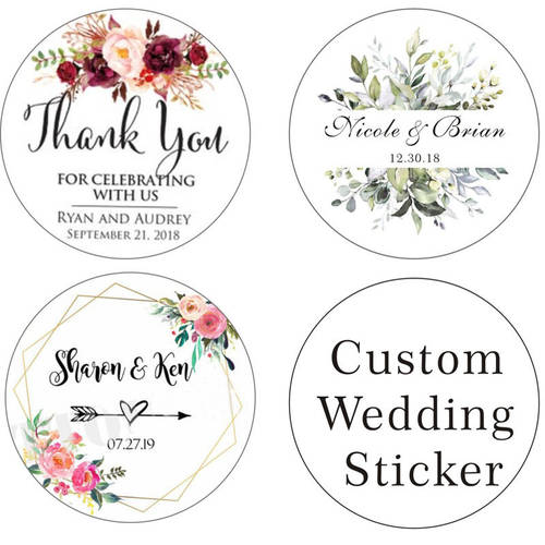 100PCS custom stickers/Wedding Stickers printed LOGO transparent clear adhesive round label Gift Tags Party Decorations paper