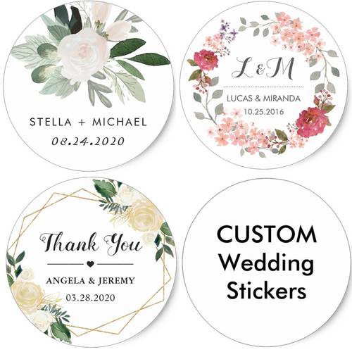 100 Pieces, 3-7CM, Custom Personalized, Wedding Stickers, Invitations, Candy Favors Gift Boxes Labels, Birthday, Logo, Photo