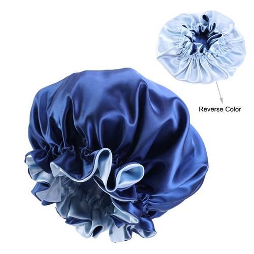 Soild Color Extra Large Satin Silk Bonnet Sleep Cap Chemotherapy Shower Caps Premium Elastic Band Hats