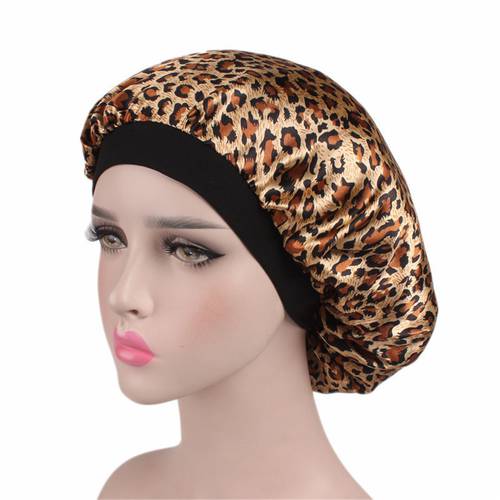 Solid Satin Bonnet Hair Styling Cap Long Hair Care Women Night Sleep Hat Silk Head Wrap Shower Cap Home Spa Accessories