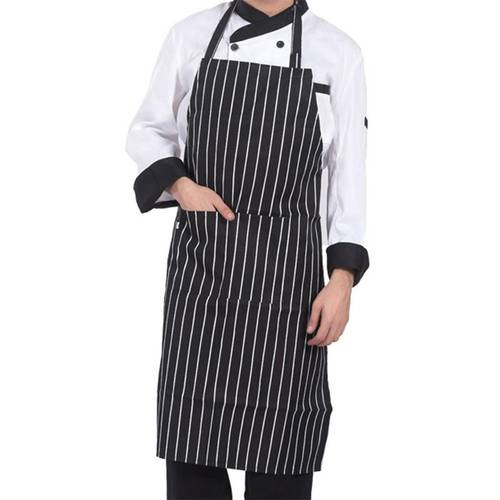 Adjustable Half-length Adult Apron Striped Hotel Restaurant Chef Waiter Apron Kitchen Cook Apron With 2 Pockets Apron