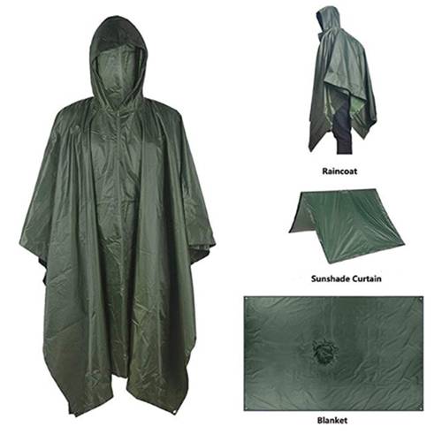 Multifunctional Raincoat Military Waterproof Rain Coat Survival Poncho Outdoor Camping Tent Mat for Outdoor Hunting Hiking