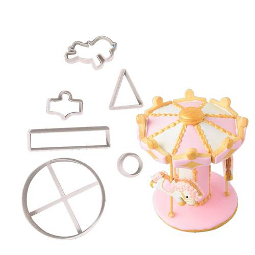 Carousel Cookie Cutter Plastic Biscuit Knife Baking Fruit Cake Kitchen Tools Mold Embossing Printing