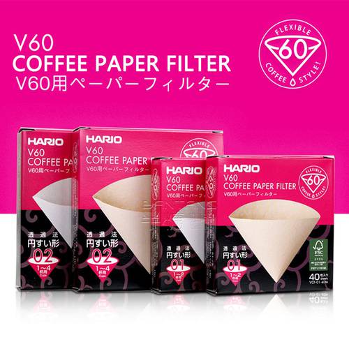 Hario V60 Filter Coffee 01 02 Count Espresso Coffee Natural Paper Filters for 4 Cups Barista Drip Coffee Filter Japan Imported