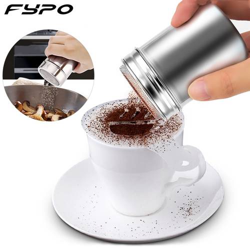Fypo Stainless Steel Chocolate Sugar Shaker Coffee Dusters Cocoa Powder Cinnamon Dusting Tank Kitchen Filter Cooking Tool