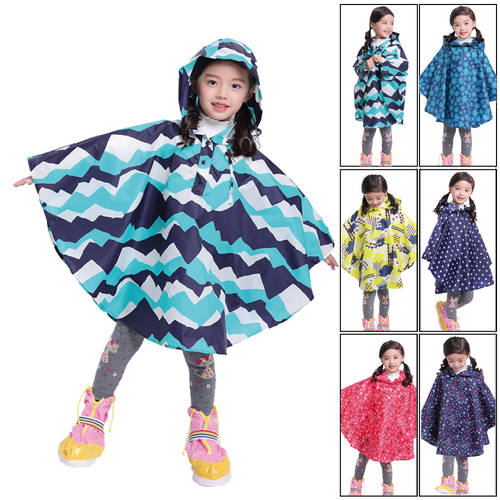 high quality kids fashion waterproof polyester reusable wholesale rain coats poncho in pocket various colors for children
