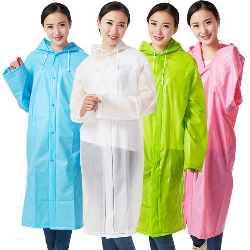 QIAN Hooded EVA Rain Poncho Waterproof Raincoats Jacket for Men Women Adults Trench Coat Rain Gear Rainwear