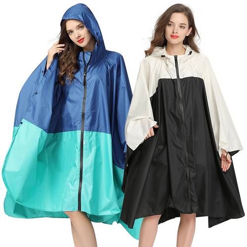 Women&39s Rain Poncho Coat Waterproof Sty Raincoat Cape with Hood and Zipper for Hiking Touring Bicycling Freesmily