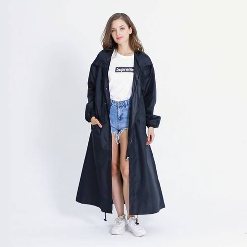 Women&39s Black Brand New Stylish Long Rain Poncho Waterproof Raincoat With Hood