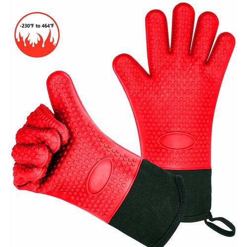 BBQ Oven Gloves Resistant Silicone Glove Heat Resistant Grill Gloves Kitchen Silicone Oven Mitts for Barbecue Cooking
