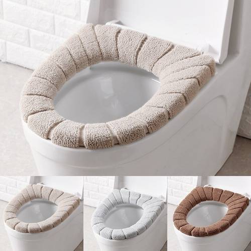1pc Comfortable Velvet Coral Bathroom Toilet Seat Cover Soft Warm Winter Toilet Mat Household Closestool Mat Seat Case Lid Cover