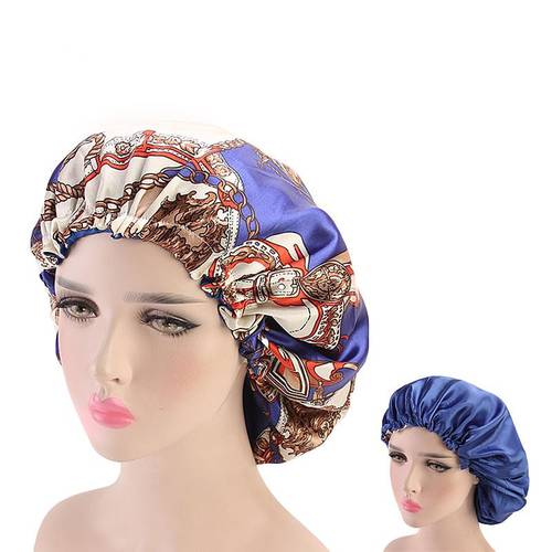 1 pc Hair Satin Bonnet For Sleeping Shower Cap Silk Bonnet Bonnet Femme Women Night Sleep Cap Head Cover Wide Elastic Band