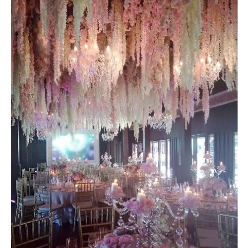 100pcs/lot 24 Colors Artificial Silk Flowers Wisteria Flower Vine Home Garden Wall Hanging Rattan DIY Party Wedding Decoration