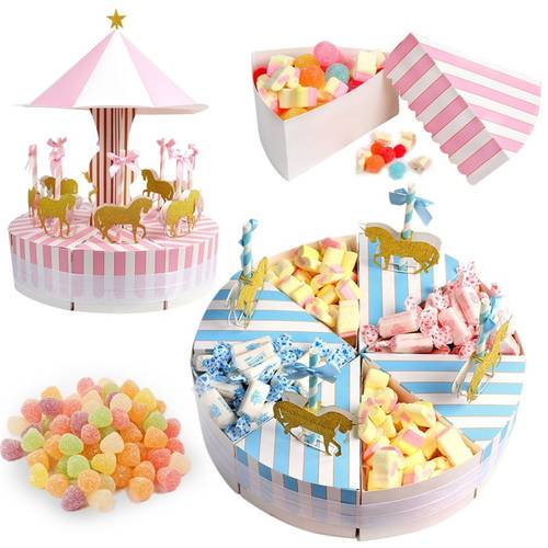 1set Carousel Candy Box for Birthday Decoration Party Wedding Favors Present Gift Case