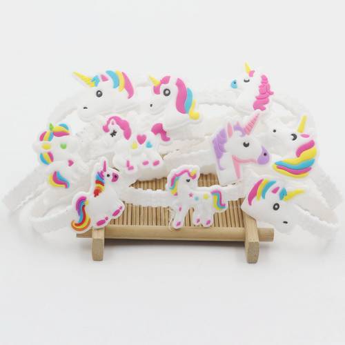 12Pcs/Lot Unicorn Party Rubber Bangle Bracelet Birthday Party Supplies Gifts Kids Unicornio Party Favors Gifts For Guests