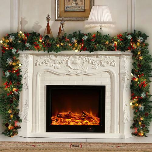 1.8/2.7m Artificial Christmas Fireplace Garland Wreath Fake Pine Tree Ornaments Gold New Year Xmas Party Indoor Home Decoration