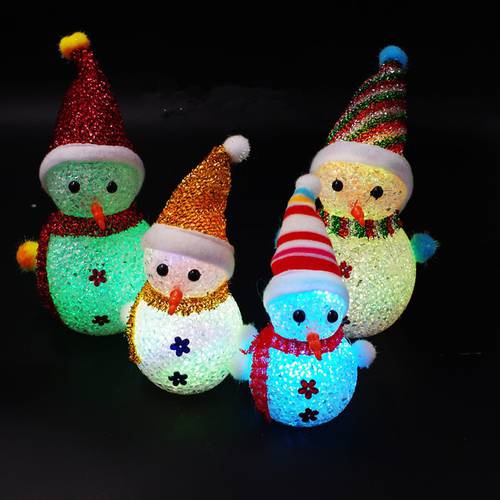 LED Snowman Christmas Decorate Mood Lamp Night Light Xmas Tree Hanging Ornament Radom Color