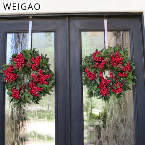 WEIGAO 1pc Floral Wreath Hanger Over The Door Large Wreath Metal Hook for Christmas Wreath Front Door Hanger Xmas Party Supplies