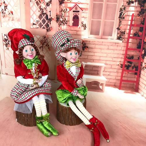 1Pair Elf Couple Plush Xmas For Home Christmas Decoration Navidad New Year Gifts KidsTree Hanging Ornaments Children Toys