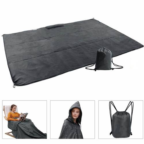 Multifunctional Waterproof Outdoor Hooded Raincoat Camping Mat Picnic Mat Foldable And Easy To Carry Camping Blanket