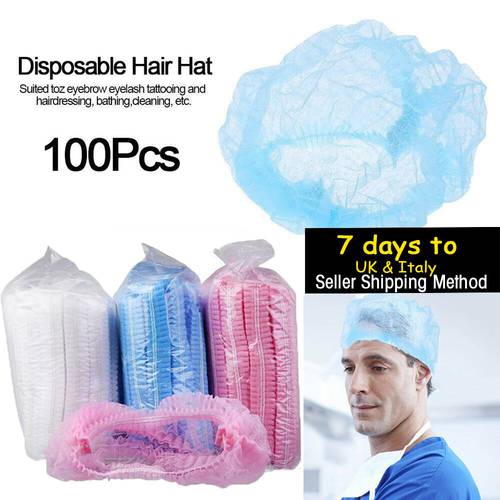 100PCS Disposable Non-Woven Dustproof Sterile Hair Caps Elastic Stretch Catering Nets Hat Household Security Protection Tools