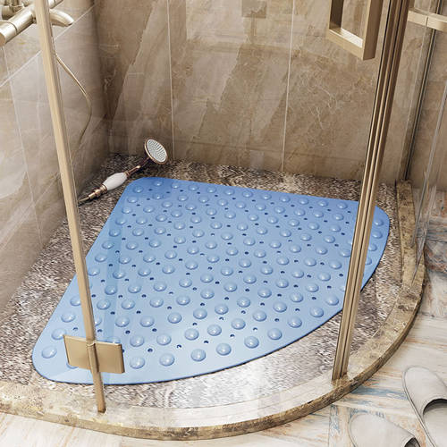 Hotel Toilet Fan-shaped Suction Cup PVC Floor Mat Shower Room Sector Bath Mat Home Bathroom Non-slip Mat Circle Shower Mat