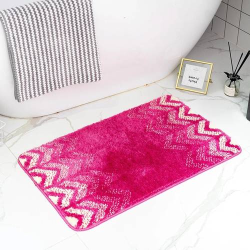 Gradient Color Bathroom Mat Thickened Flocking Bath Carpet Antiskid Floor Mat For Bathroom Doormat Toilet Rugs Carpet 2 Sizes